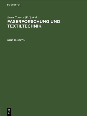 cover image of Faserforschung und Textiltechnik. Band 26, Heft 9